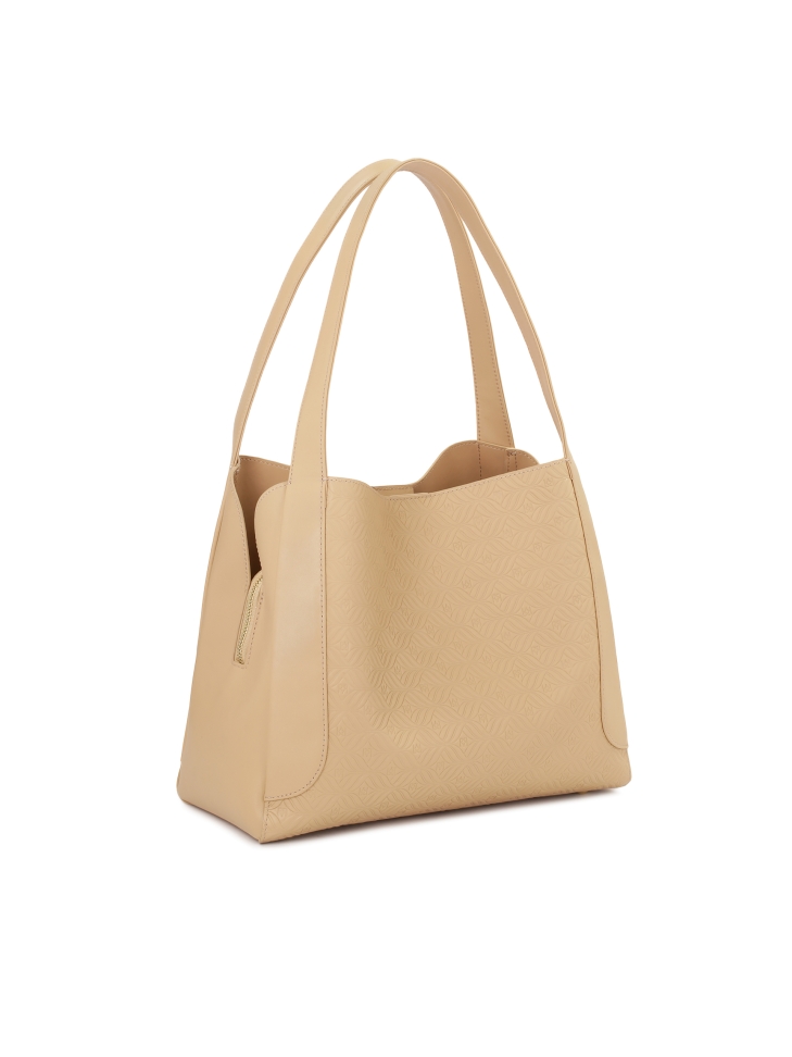 Borsa a tracolla beige dalla vestibilità ampia ANGE