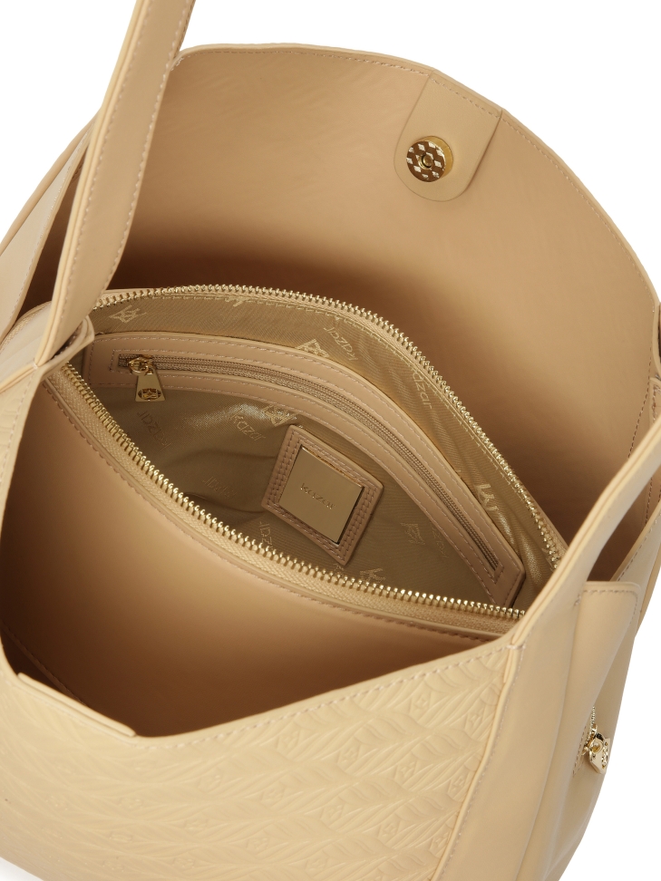 Borsa a tracolla beige dalla vestibilità ampia ANGE