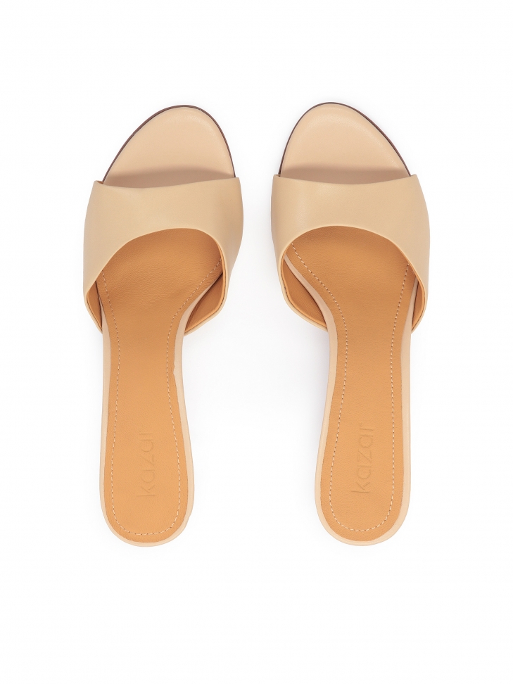 Mules con tacco in pelle beige AUDE