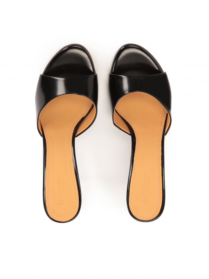 Mules nere minimaliste con tacco alto AUDE