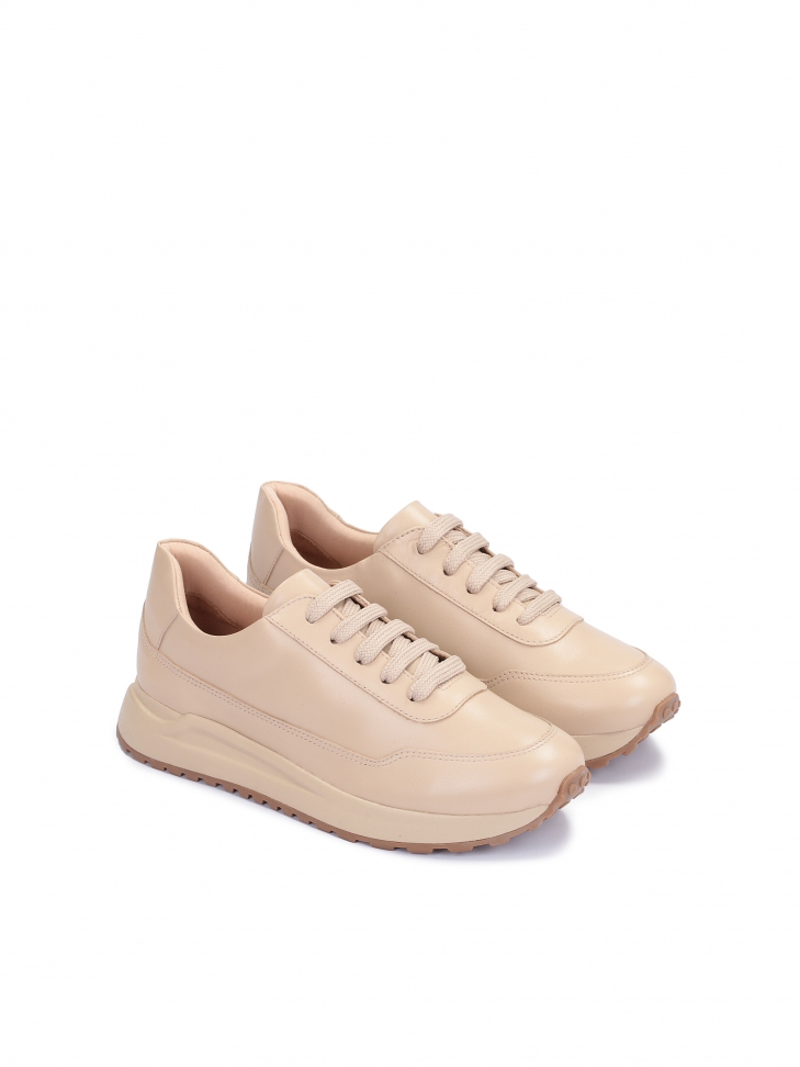 Sneakers da donna in pelle beige chiaro ZINNA