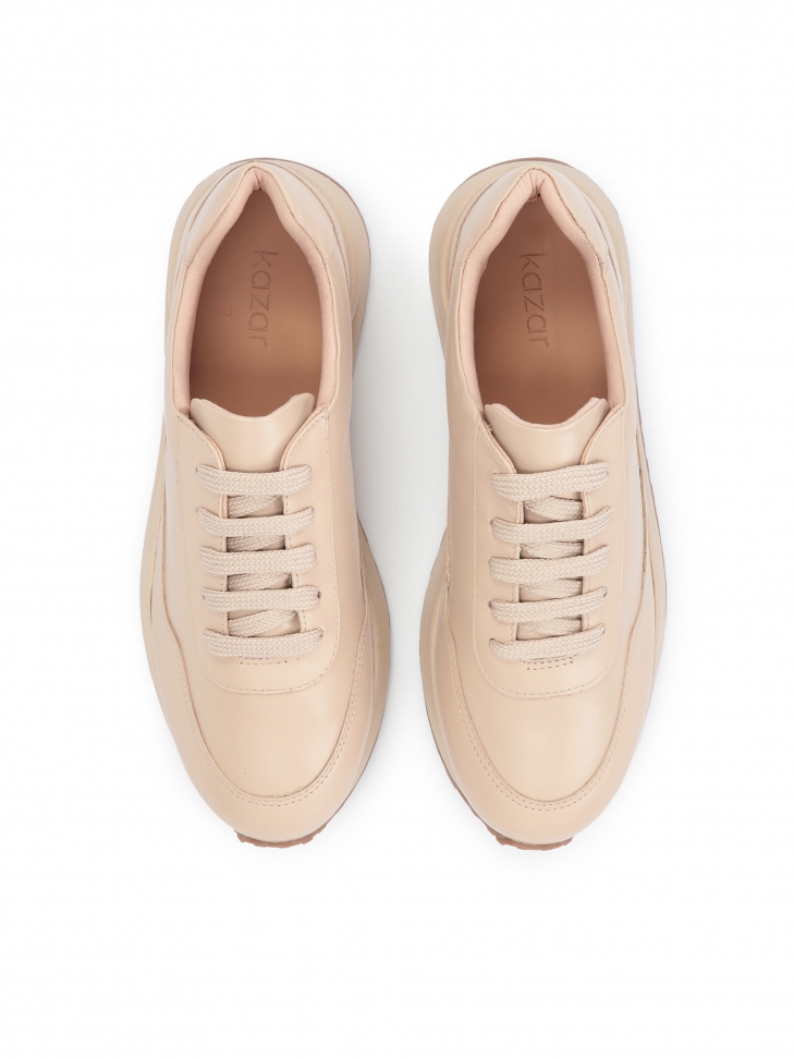 Sneakers da donna in pelle beige chiaro ZINNA