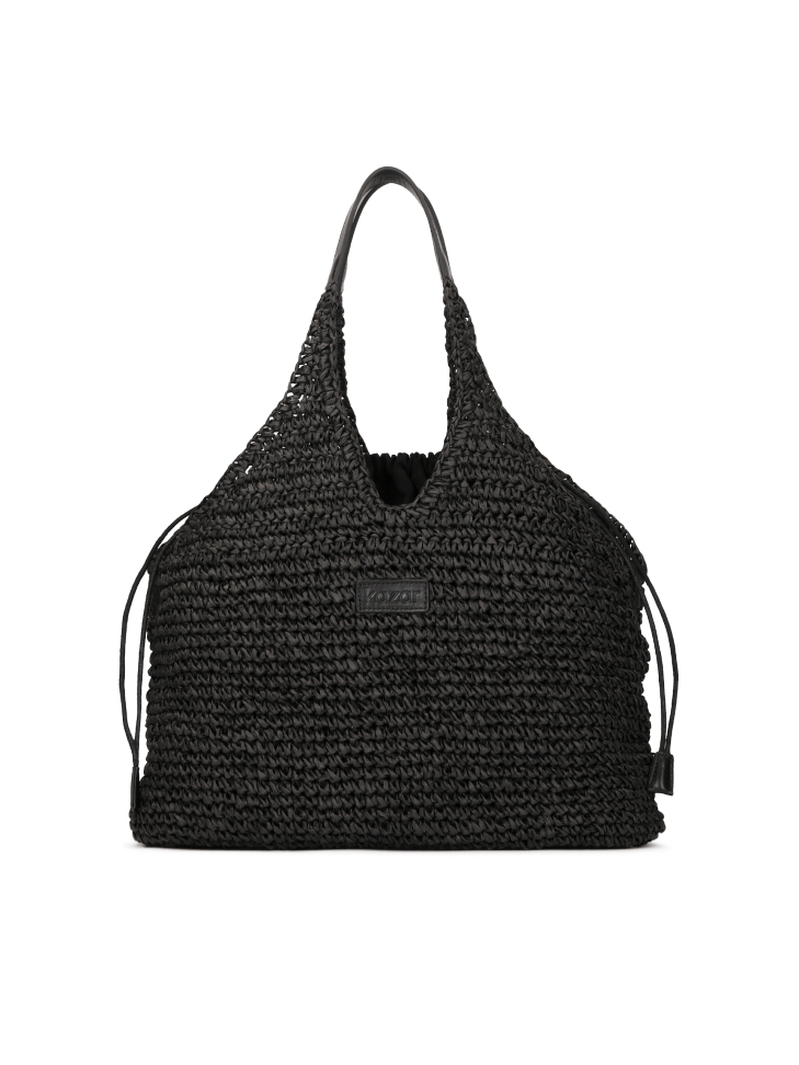 Borsa da spiaggia in rafia nera  HOLIDAY