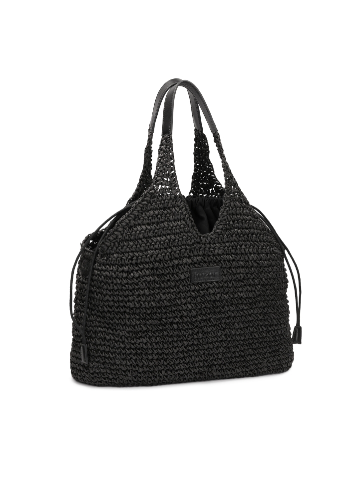 Borsa da spiaggia in rafia nera  HOLIDAY