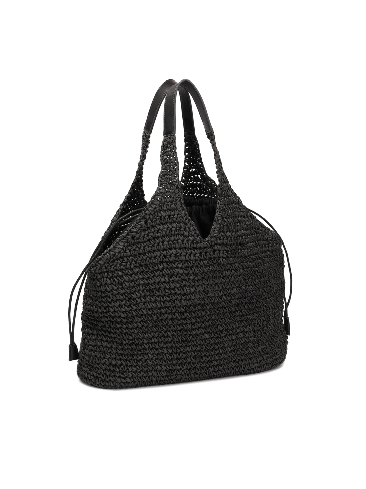 Borsa da spiaggia in rafia nera  HOLIDAY