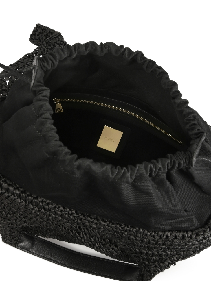 Borsa da spiaggia in rafia nera  HOLIDAY