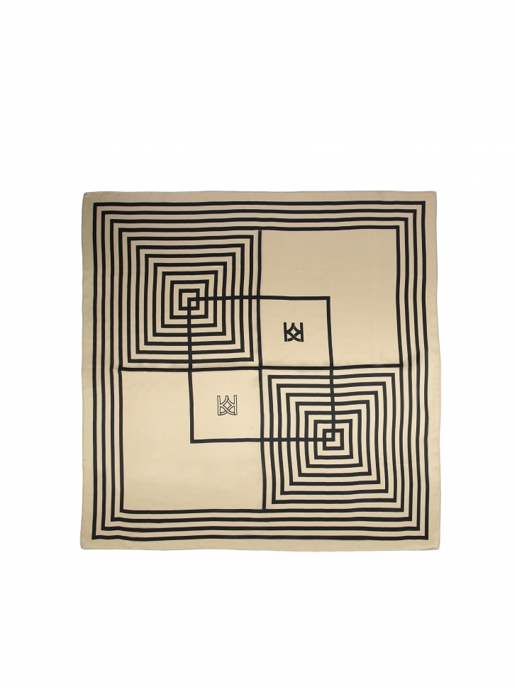 Elegante fazzoletto da collo da donna in seta a quadri e monogrammi HAYLEY