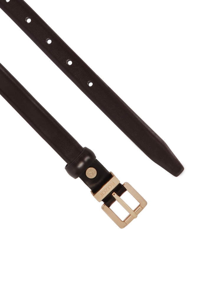 Cintura stretta in pelle di colore marrone scuro SHERRY