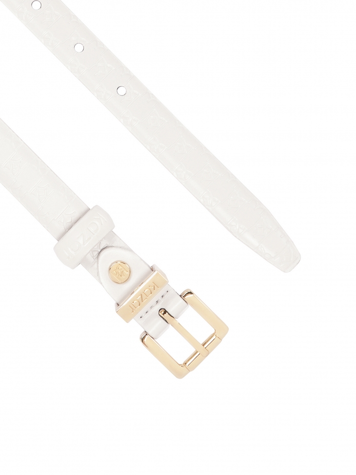 Cintura bianca stretta con monogrammi KAZAR in rilievo SHERRY