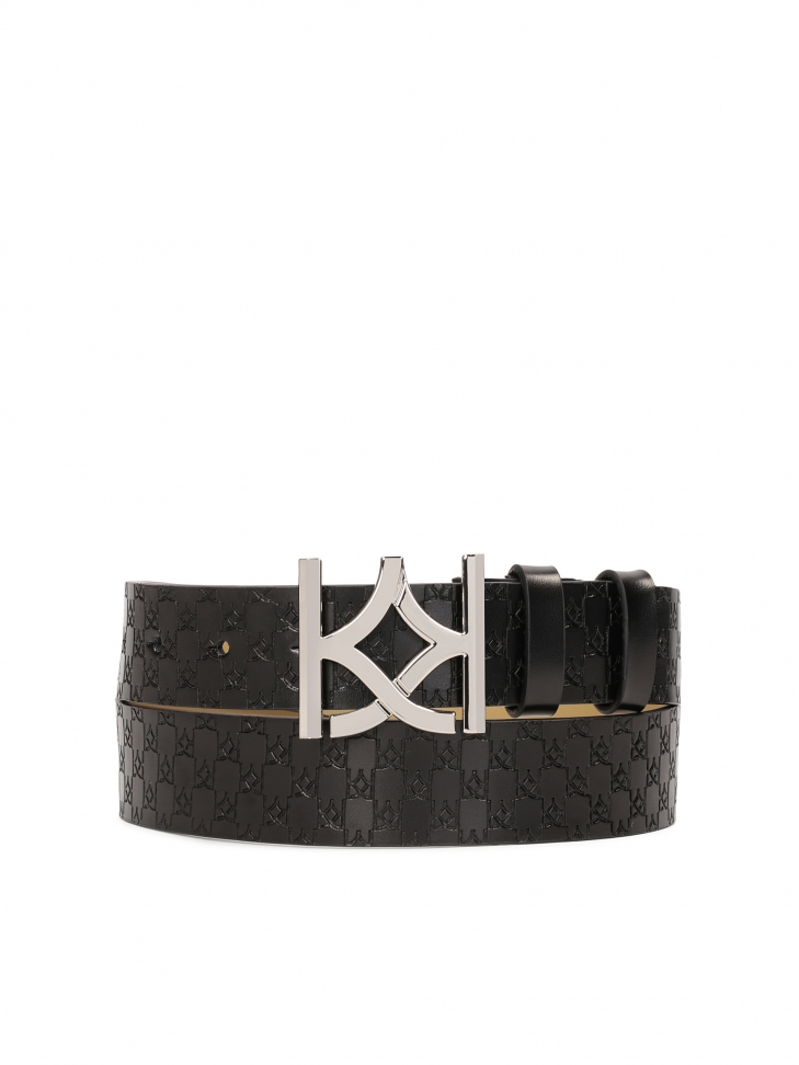 Cintura da donna nera con fibbia decorativa in argento MANUELA