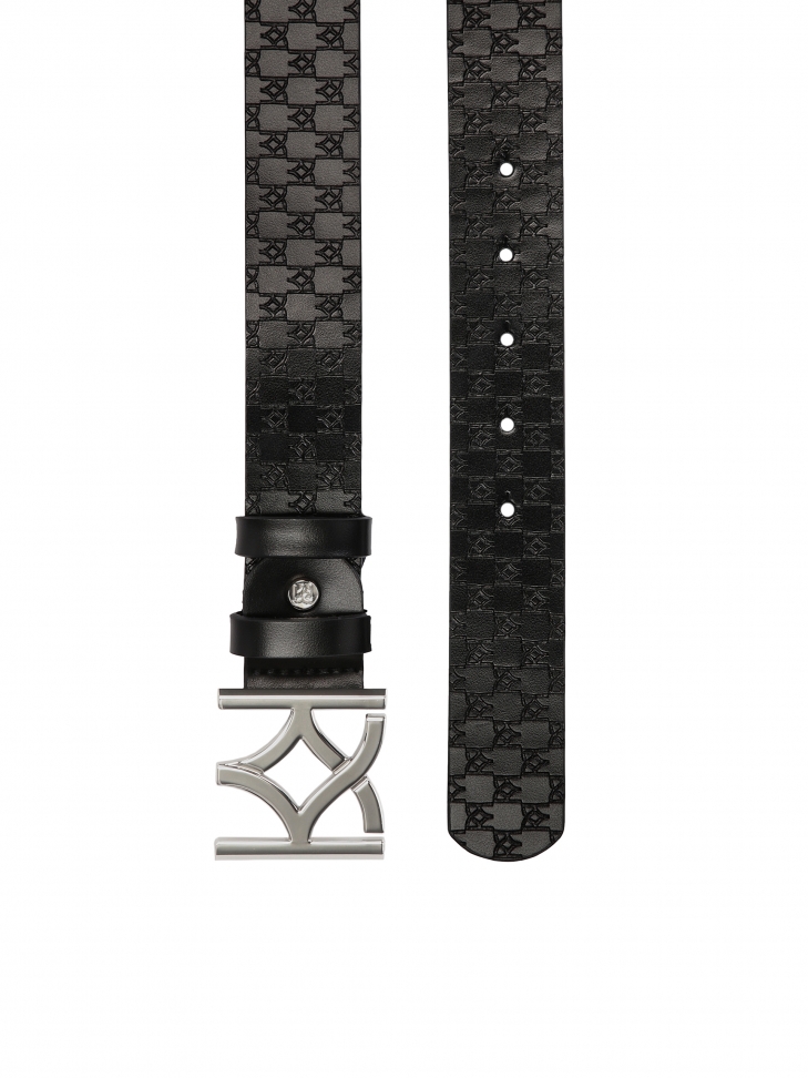 Cintura da donna nera con fibbia decorativa in argento MANUELA