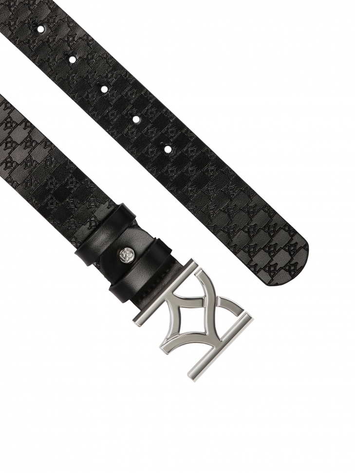 Cintura da donna nera con fibbia decorativa in argento MANUELA