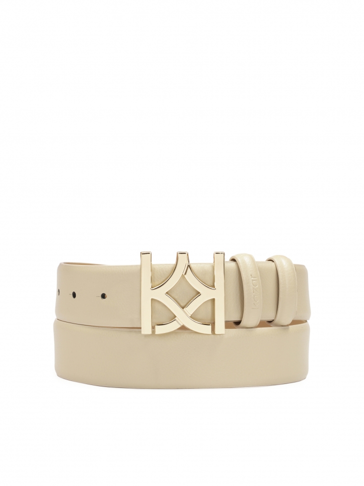 Cintura in pelle liscia beige con fibbia d'effetto  MANUELA