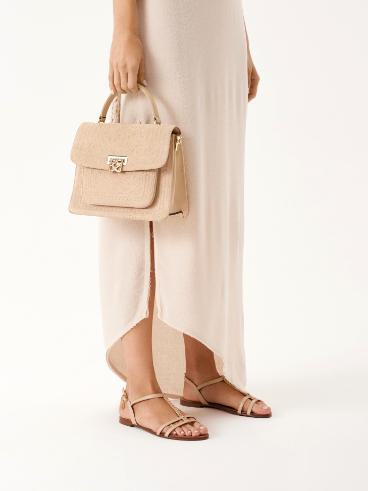 Sandali in pelle beige con cinturino alla caviglia CITRINE