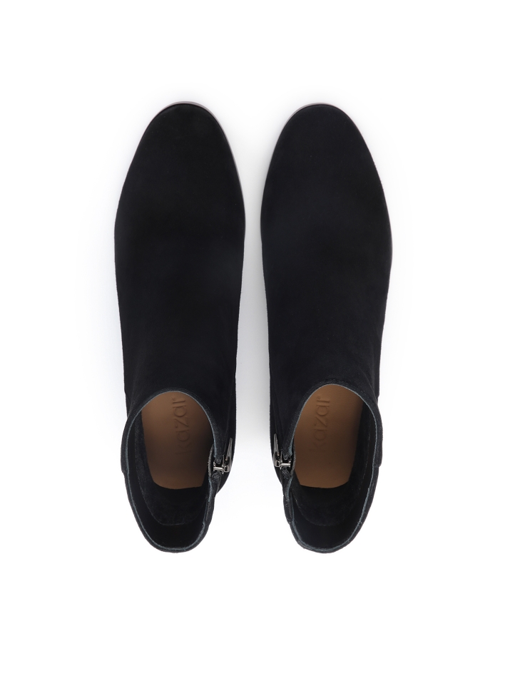 Stivali in pelle scamosciata con tacco largo decorato con grandi zirconi KATHLEEN