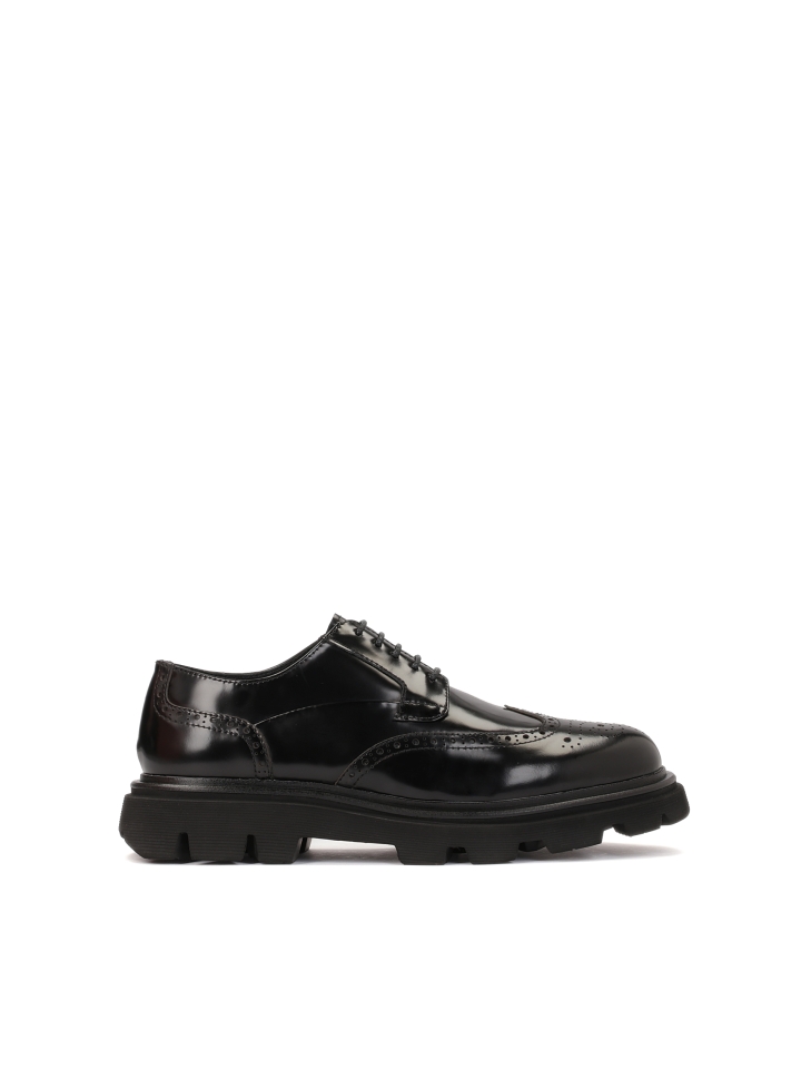 Scarpe casual brogue in pelle nera GRAYDEN