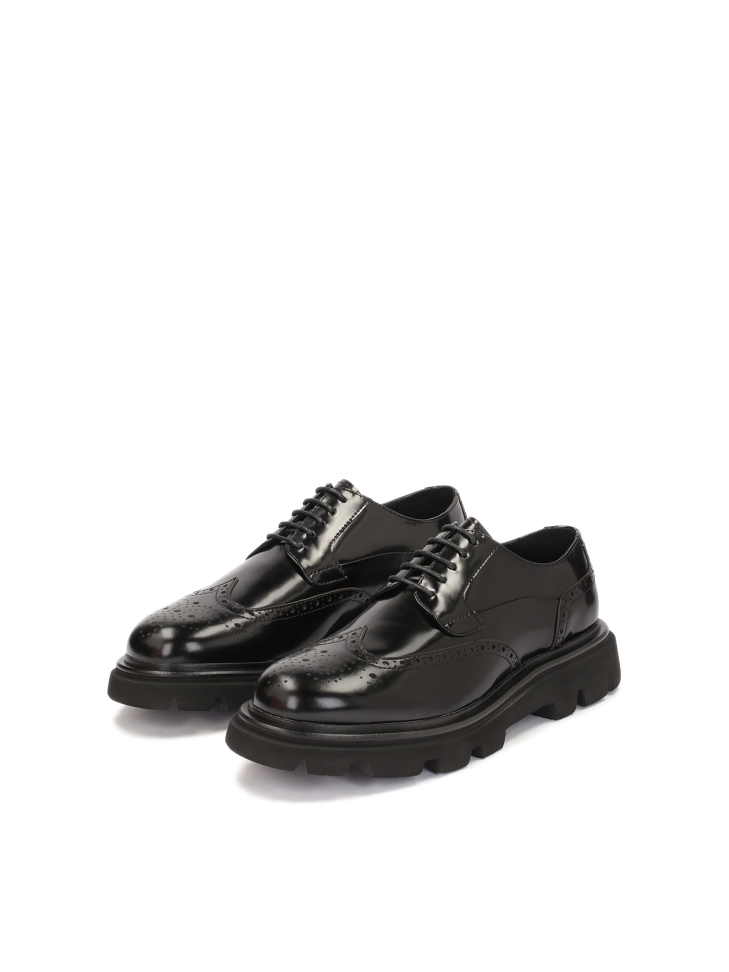 Scarpe casual brogue in pelle nera GRAYDEN