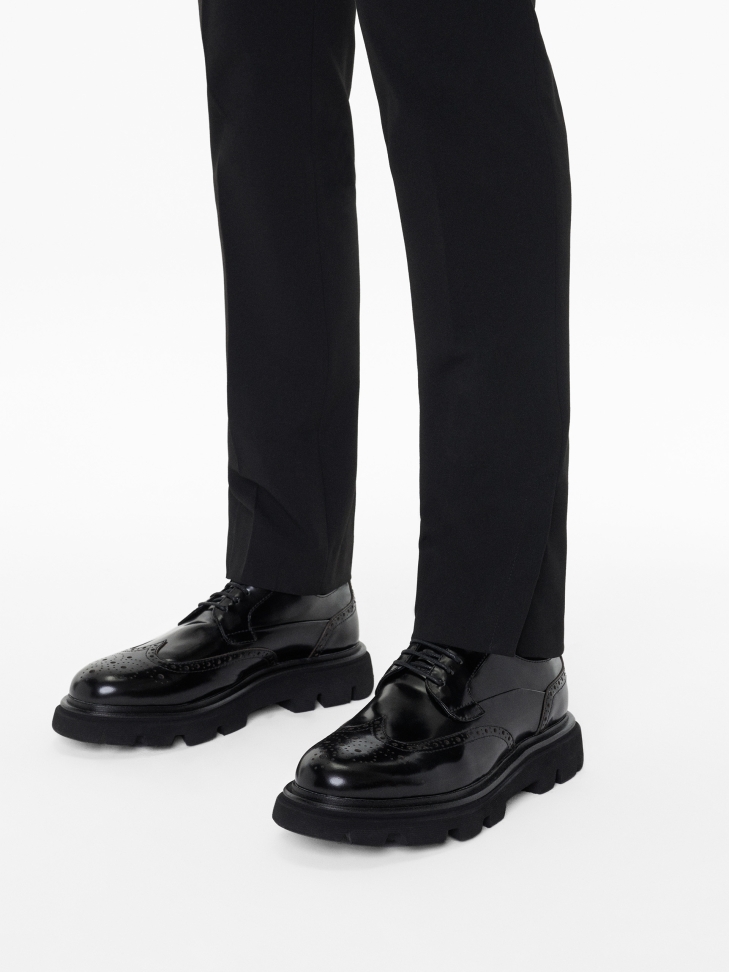 Scarpe casual brogue in pelle nera GRAYDEN