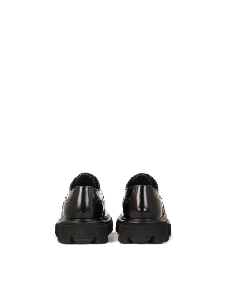 Scarpe casual brogue in pelle nera GRAYDEN