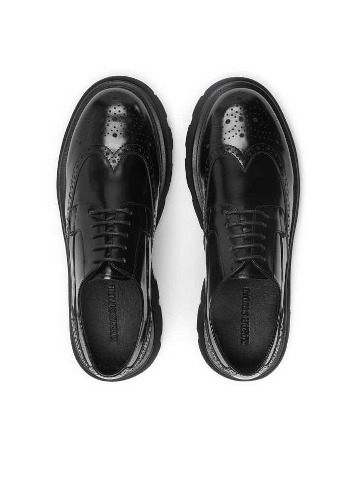 Scarpe casual brogue in pelle nera GRAYDEN