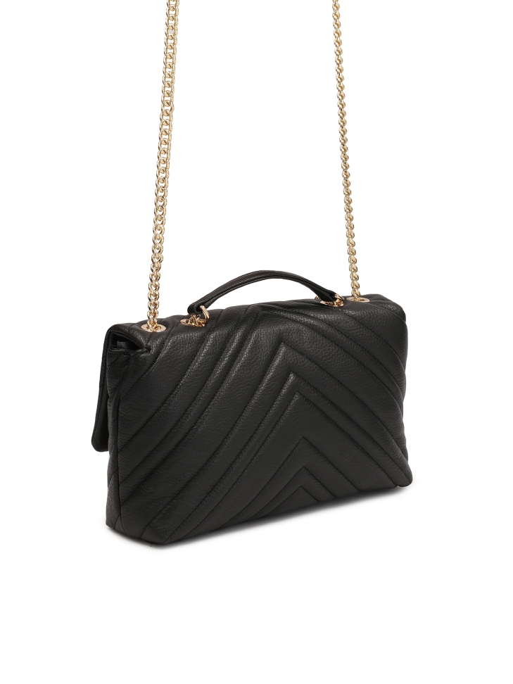 Borsa a tracolla nera classica con catena HALLIE