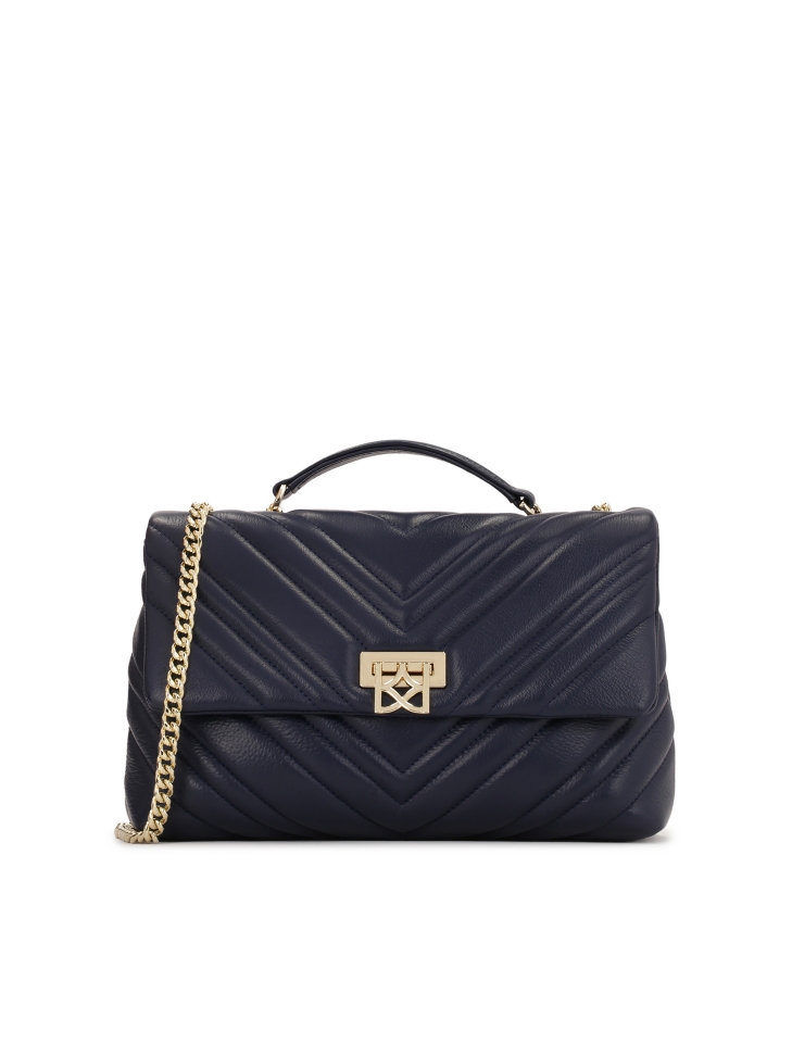 Borsa a mano con catena trapuntata blu navy HALLIE
