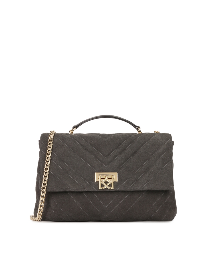 Borsa a mano con catena in camoscio grigio HALLIE