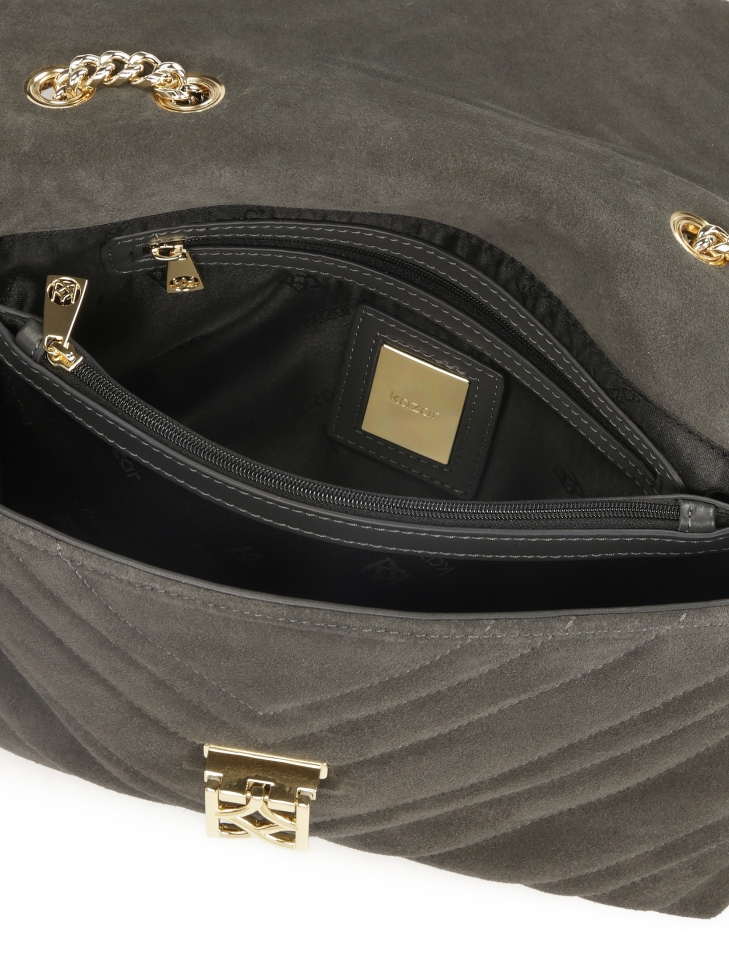 Borsa a mano con catena in camoscio grigio HALLIE