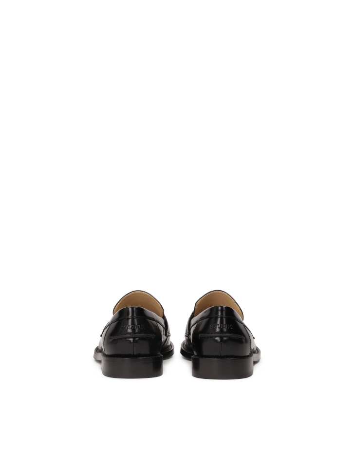 Mocassini neri eleganti in pelle fiore KS OLZA