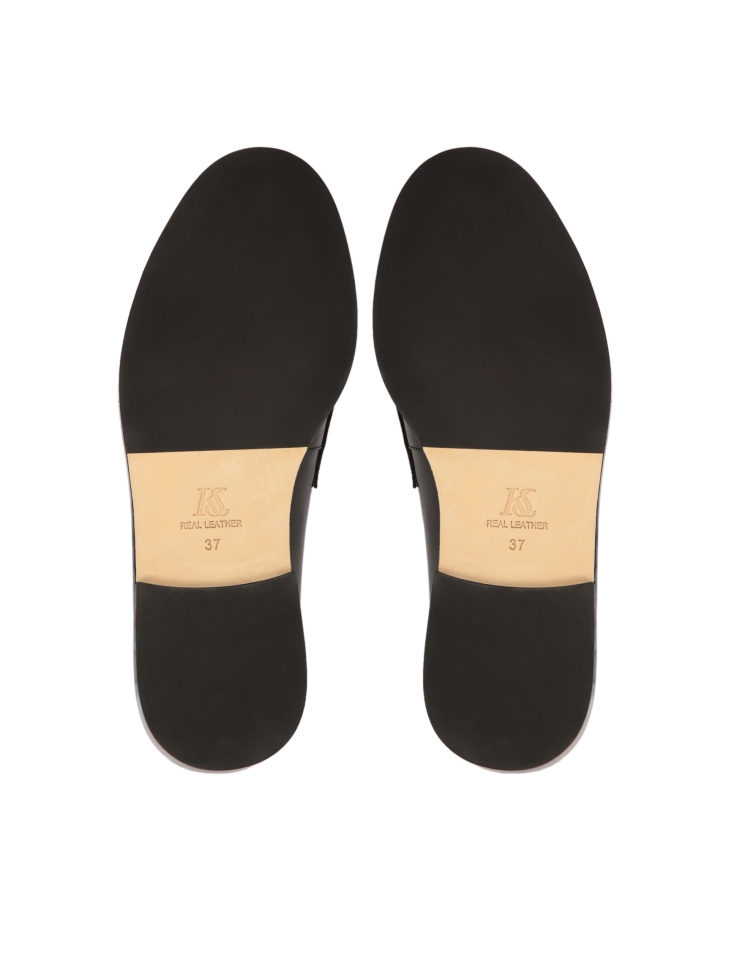 Mocassini neri eleganti in pelle fiore KS OLZA