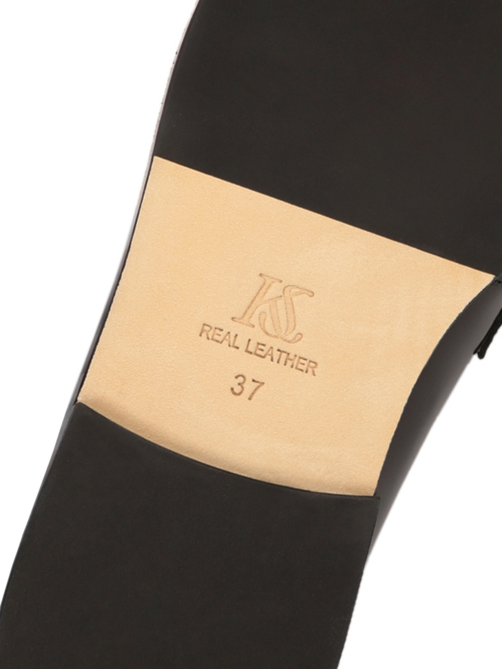 Mocassini neri eleganti in pelle fiore KS OLZA