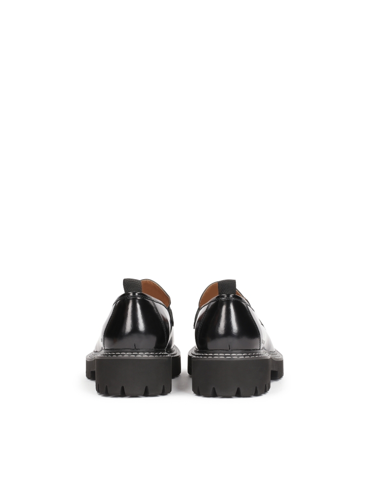 Mocassini neri cuciti con filo bianco KS BLADEN