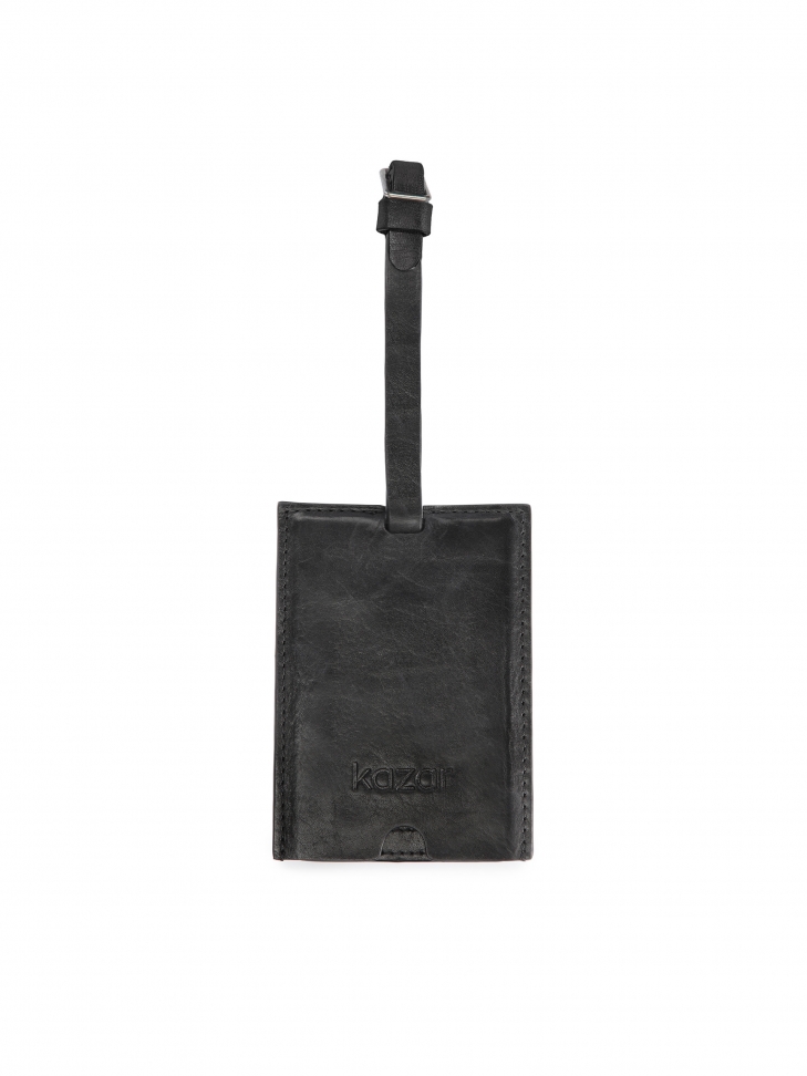 Etichetta per bagagli in pelle nera UXIO