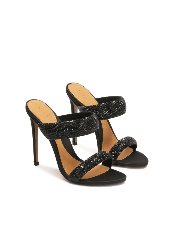 Mules su un sottile tacco a spillo con cristalli  JOSEFINE