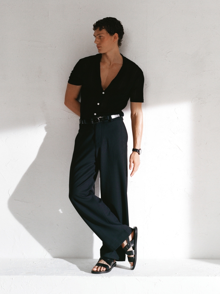 Sandali in pelle con fibbia nera JOSE