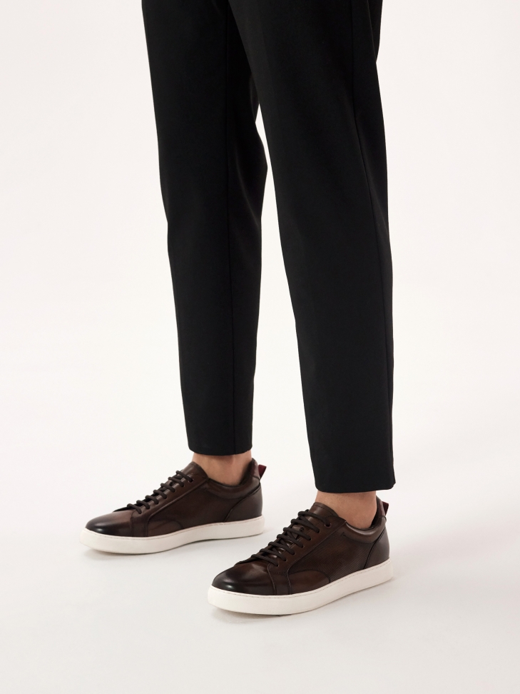 Sneakers in pelle marrone con suola bianca ALONSO