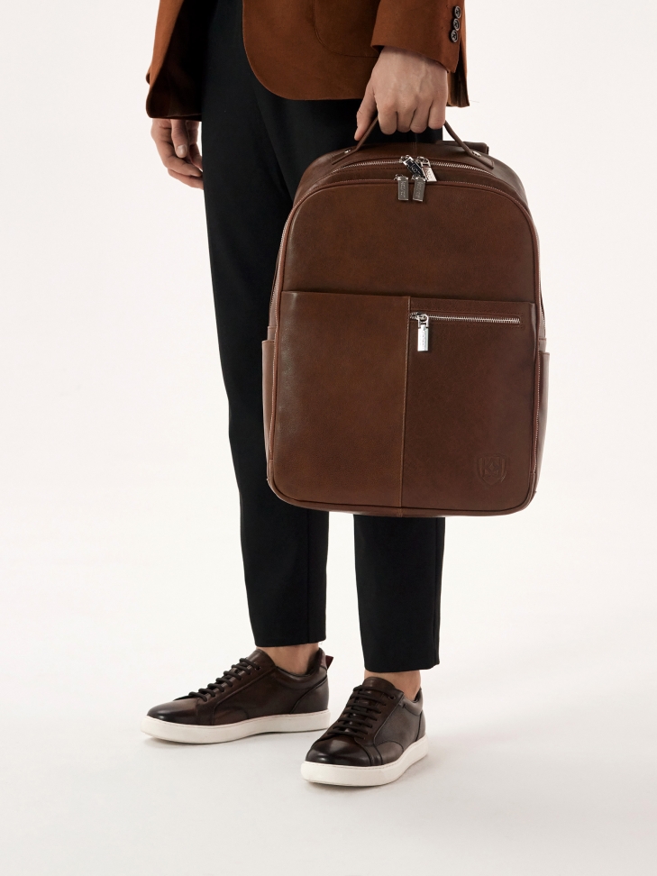 Sneakers in pelle marrone con suola bianca ALONSO