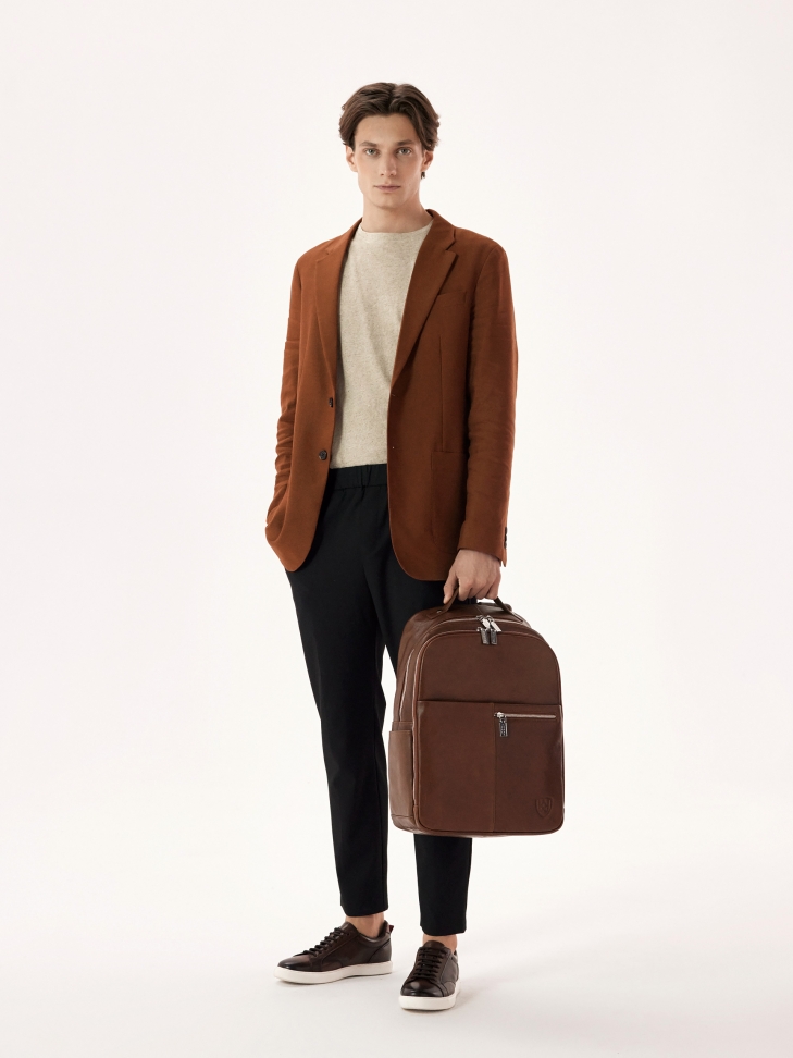 Sneakers in pelle marrone con suola bianca ALONSO