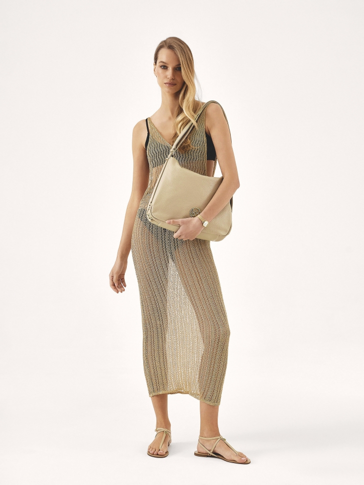 Borsa urbana in pelle di colore beige SEASON