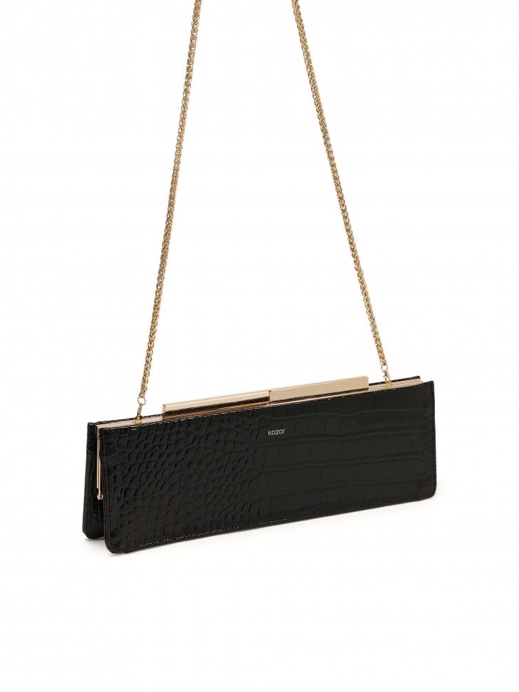 Borsa occasionale allungata in pelle con motivo croco TEID