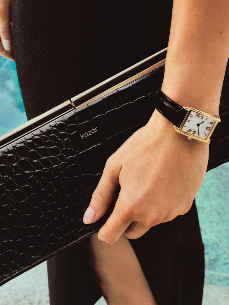 Borsa occasionale allungata in pelle con motivo croco TEID