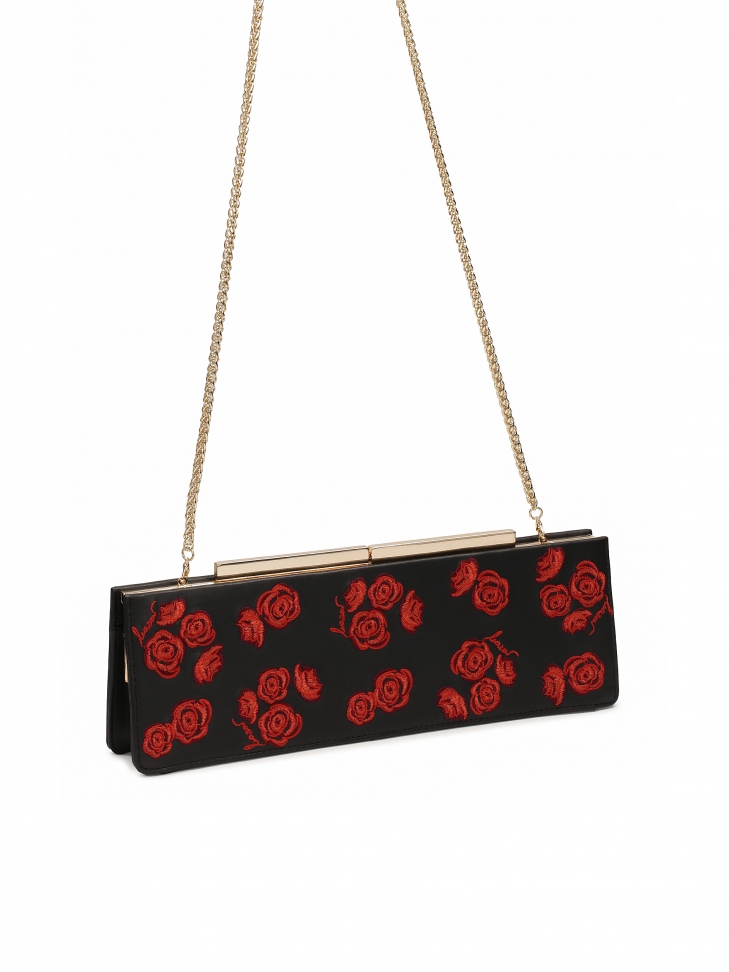 Borsa da sera rigida allungata a fiori TEID