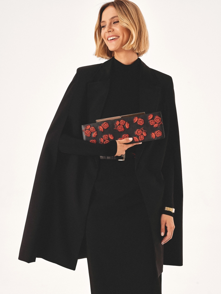 Borsa da sera rigida allungata a fiori TEID