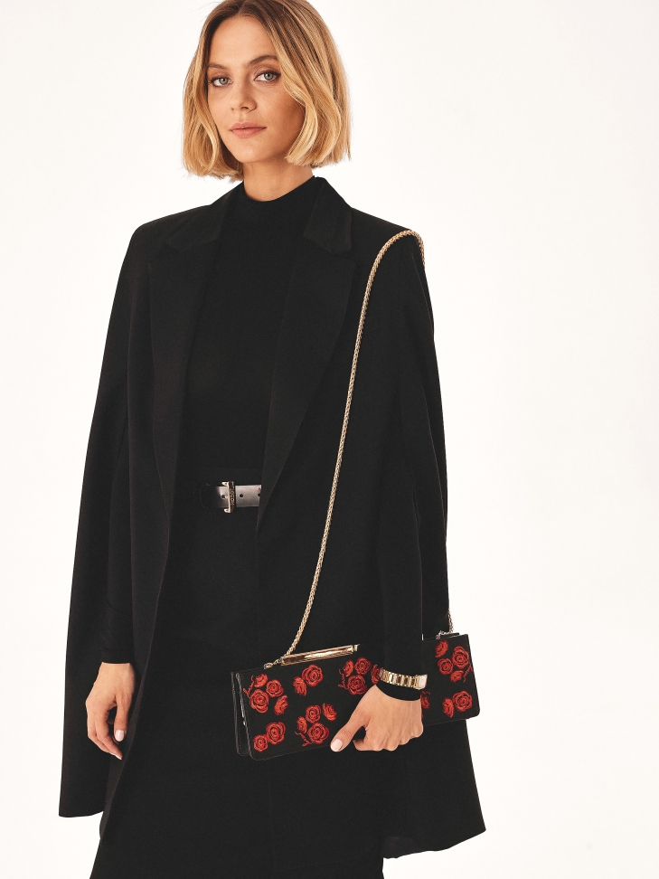 Borsa da sera rigida allungata a fiori TEID