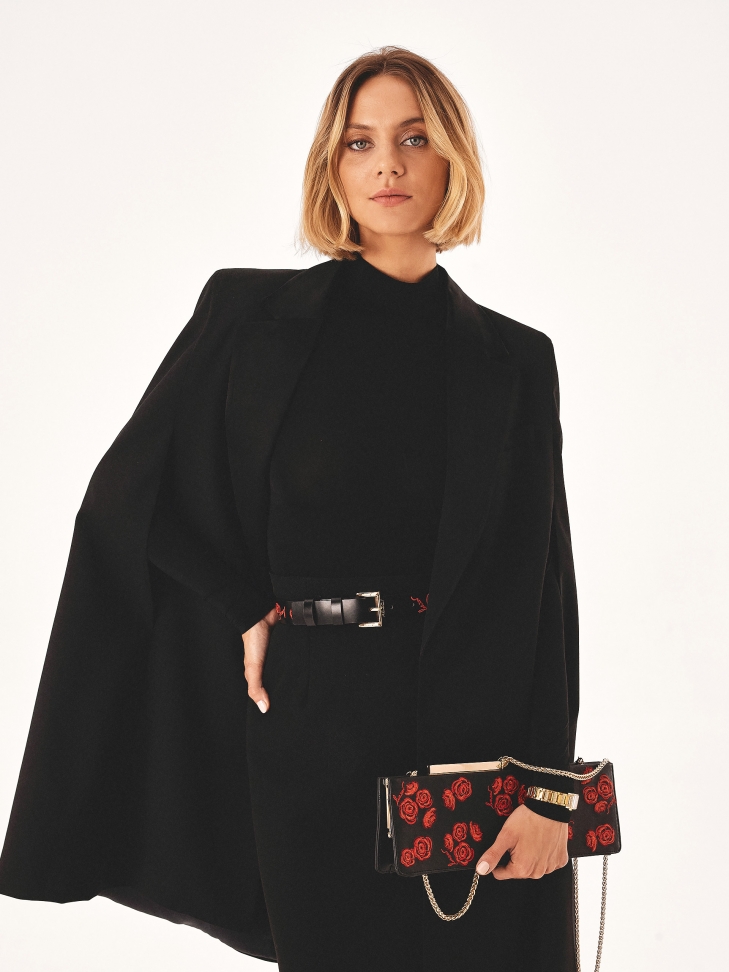 Borsa da sera rigida allungata a fiori TEID