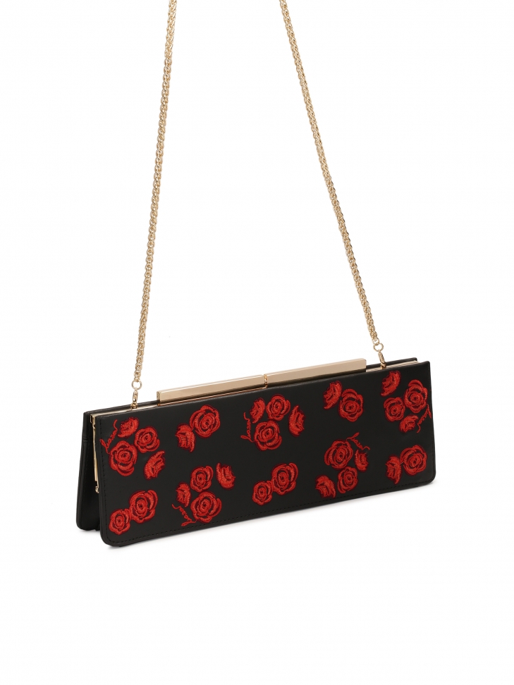 Borsa da sera rigida allungata a fiori TEID