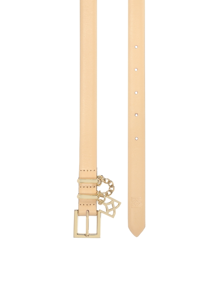 Cintura stretta beige impreziosita da catena con monogramma KAZAR CARROLL