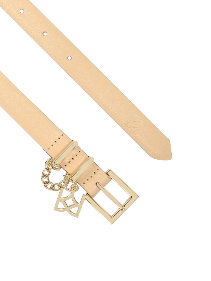 Cintura stretta beige impreziosita da catena con monogramma KAZAR CARROLL