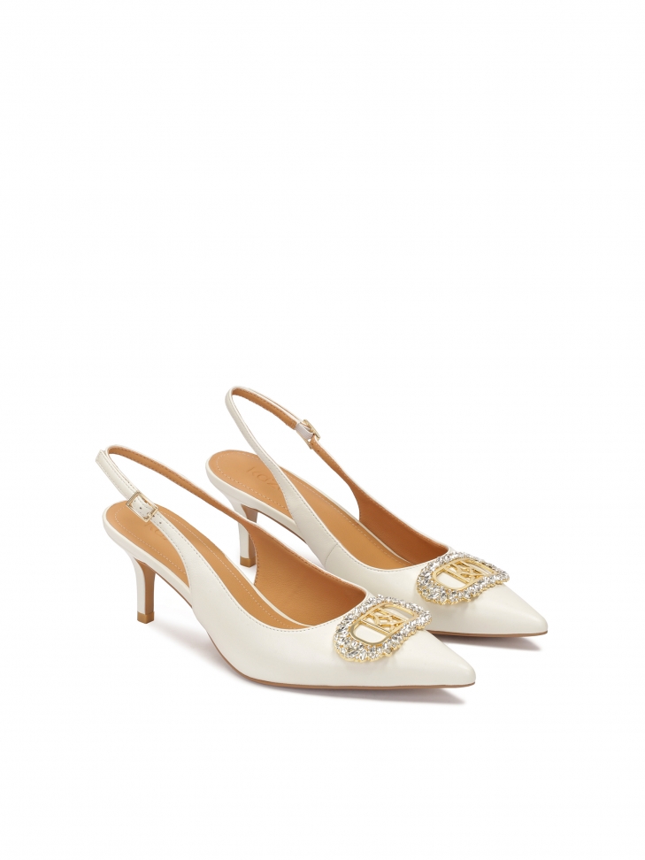 Décolleté da sposa con tacco a spillo basso e decorazioni gioiello SHERI