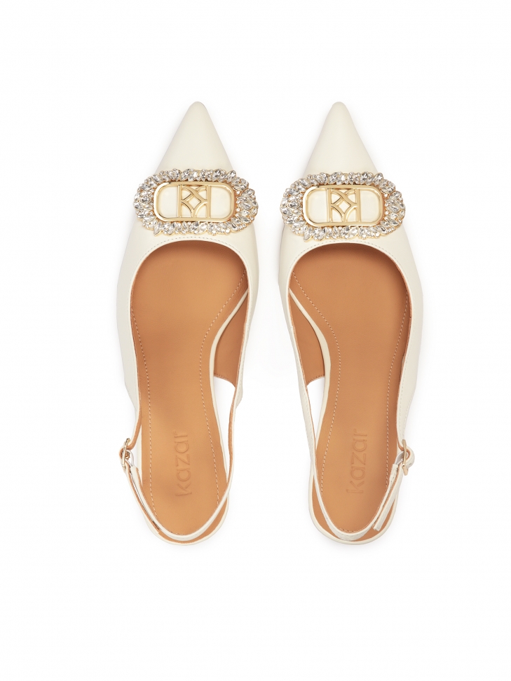 Décolleté da sposa con tacco a spillo basso e decorazioni gioiello SHERI